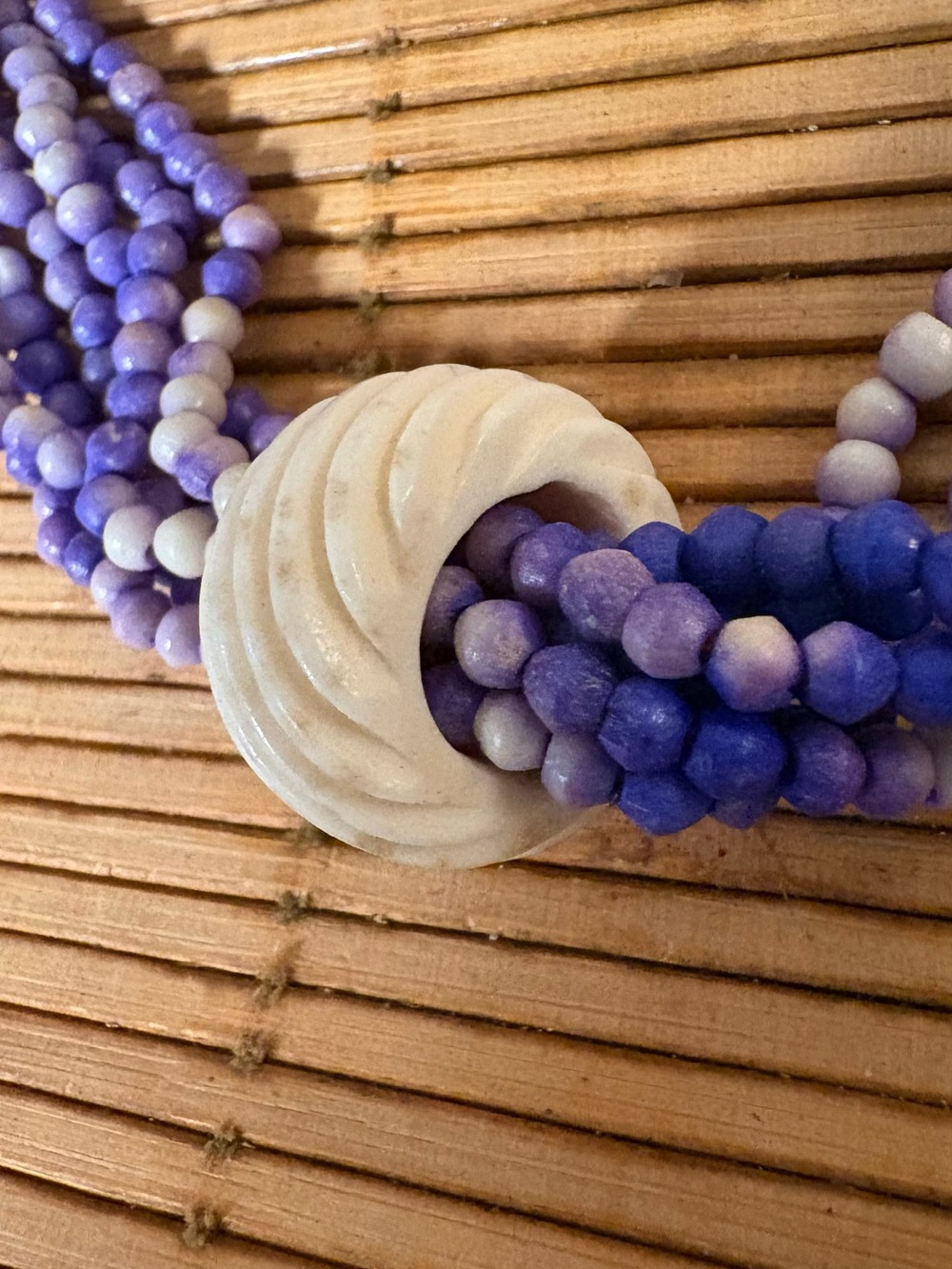 White Accent 24” Multi-Strands of Purple Beaded Necklace